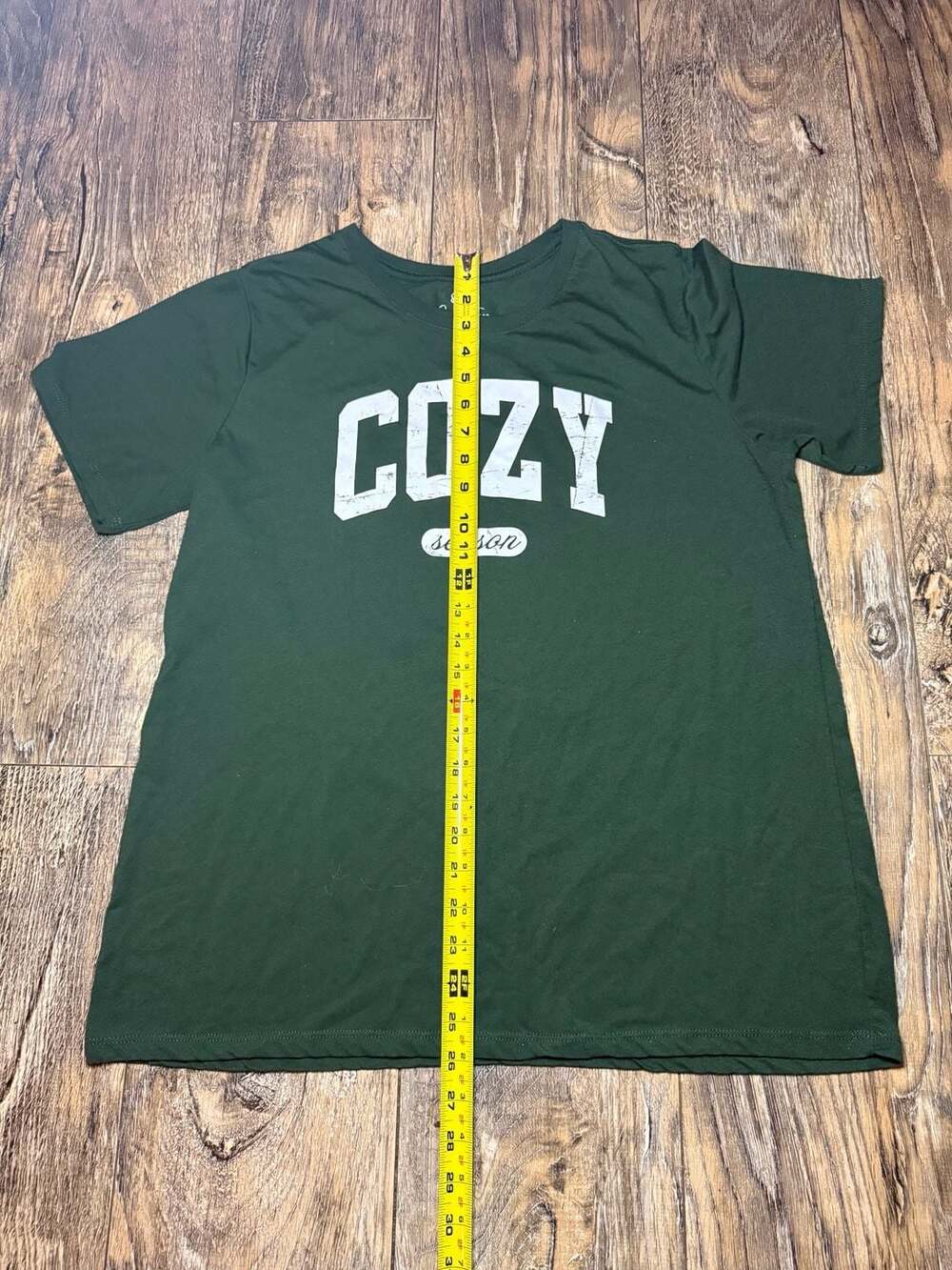 Positivitees Women's Cozy Season Graphic Short Sleeve Crewneck T-Shirt